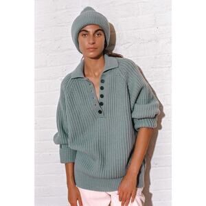 Mara Hoffman Juliana Sweater Jacq Hat Mint Large 100% Climate Beneficial Wool
